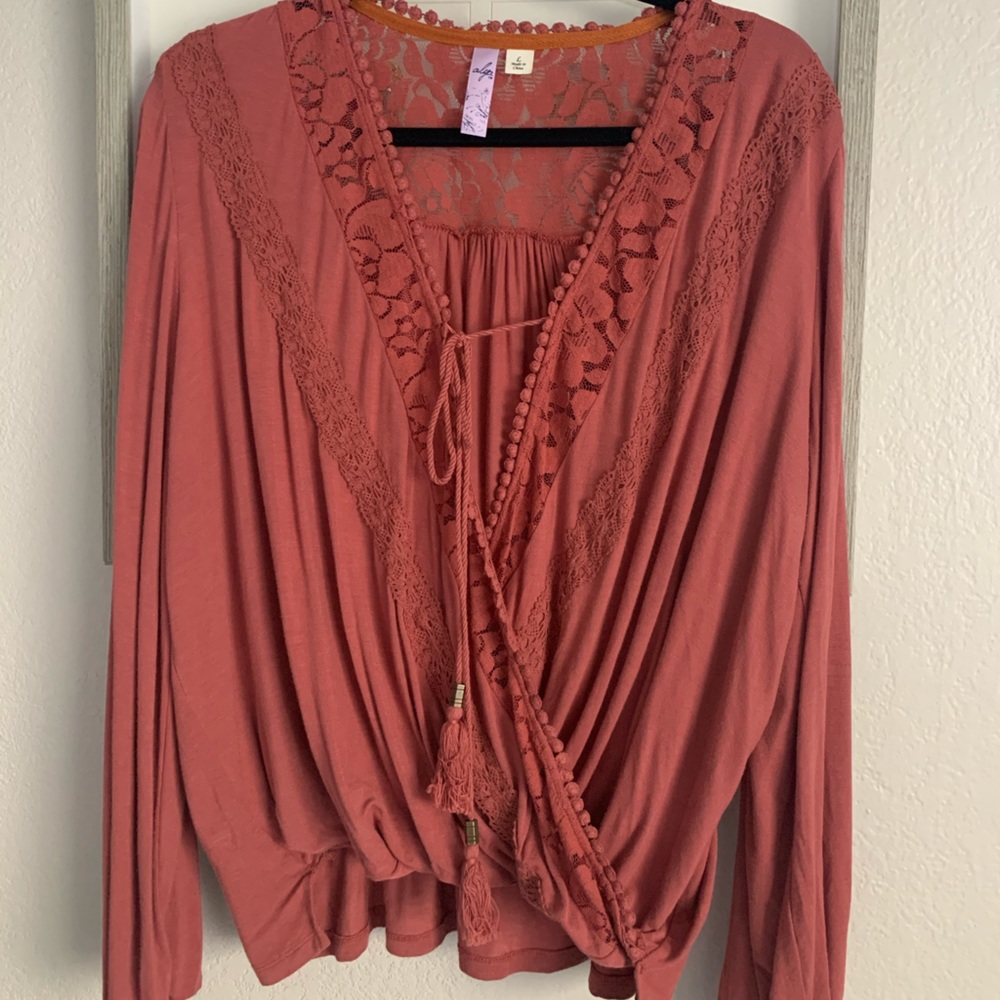 Boutique Pink Long Sleeve Blouse